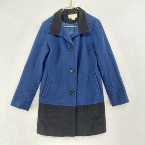 Michael Kors Colour Block Black Blue Wool-Cashmere Blend Winter Jacket Z76